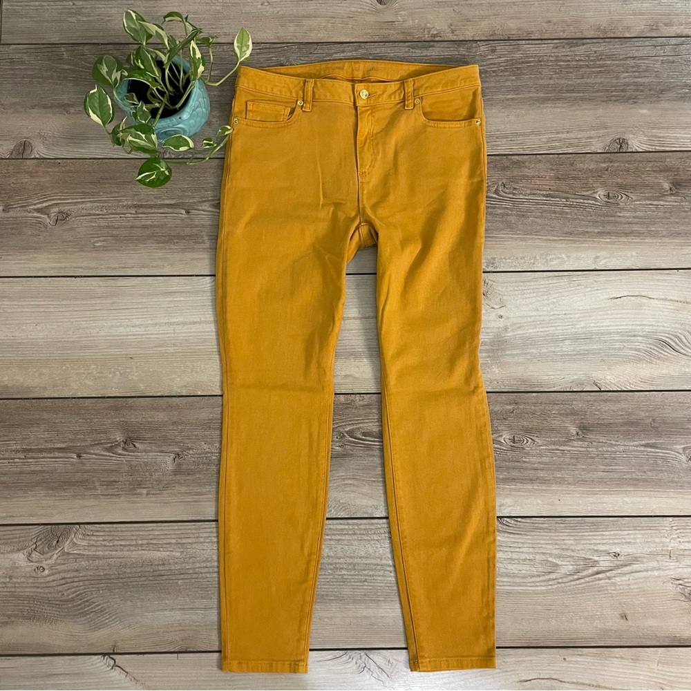 MICHAEL Michael Kors Mustard Skinny‎ Slim Leg Jeans Women’s 10 High Rise Denim - Picture 8 of 8